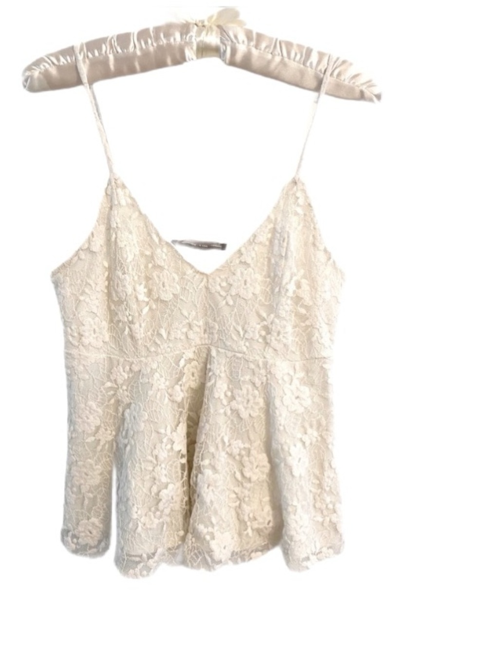 Happening in the Present Cream Lace Top with Spaghetti Straps Size L